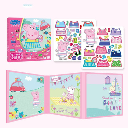New Peppa Pig Page Dress up Magnetic Stickers Puzzle Magnetic DIY Dress up Stickers Pull up Toys Children's Christmas Gifts