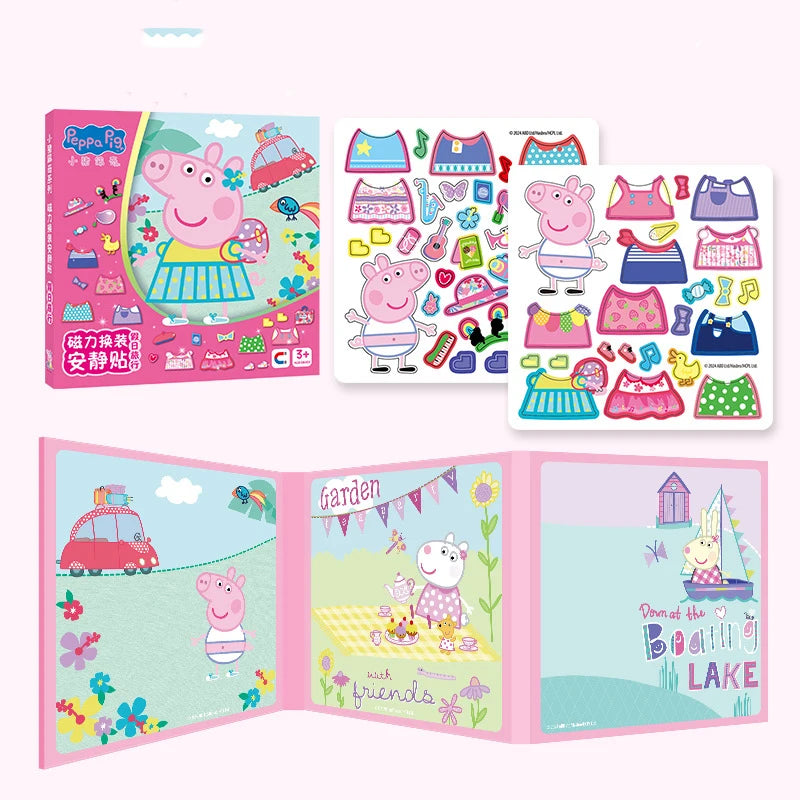 New Peppa Pig Page Dress up Magnetic Stickers Puzzle Magnetic DIY Dress up Stickers Pull up Toys Children's Christmas Gifts