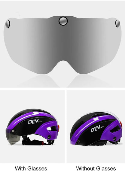 Casque de vélo avec lumière LED pour hommes et femmes, casque de vélo à lentille magnétique, route, montagne, équitation, sports de vélo, planche à roulettes, scooter