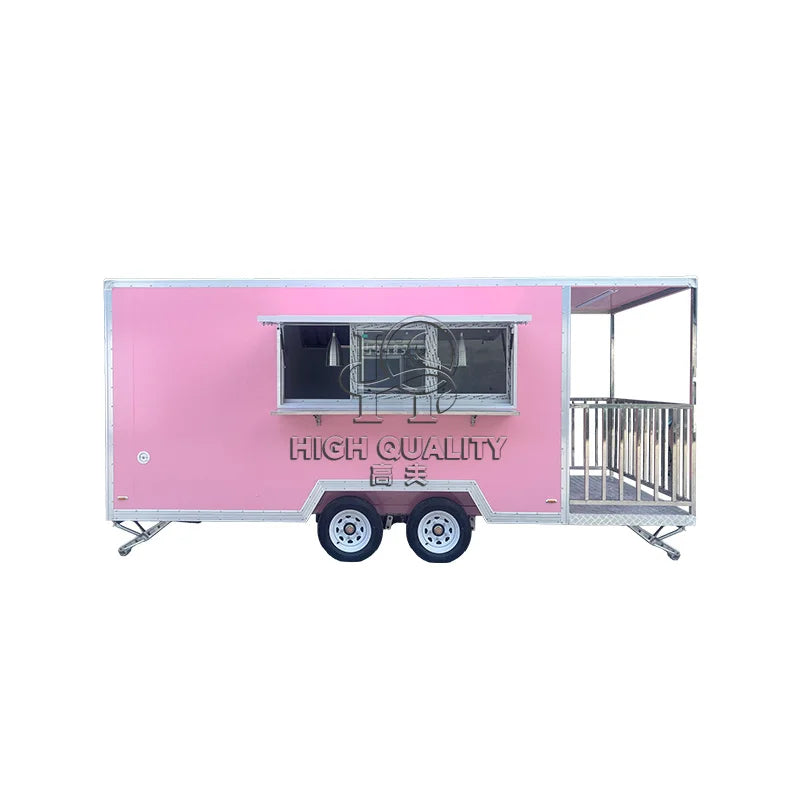 Pink Trailer for Sale New Food Truck Mobile Fast Food Cart Outdoor Kitchen Ice Cream Pizza Trailer Usa Standard