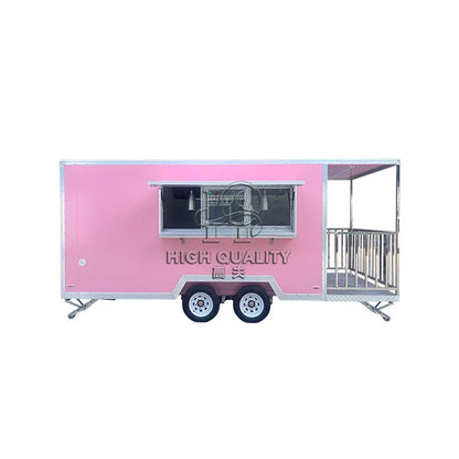 Pink Trailer for Sale New Food Truck Mobile Fast Food Cart Outdoor Kitchen Ice Cream Pizza Trailer Usa Standard
