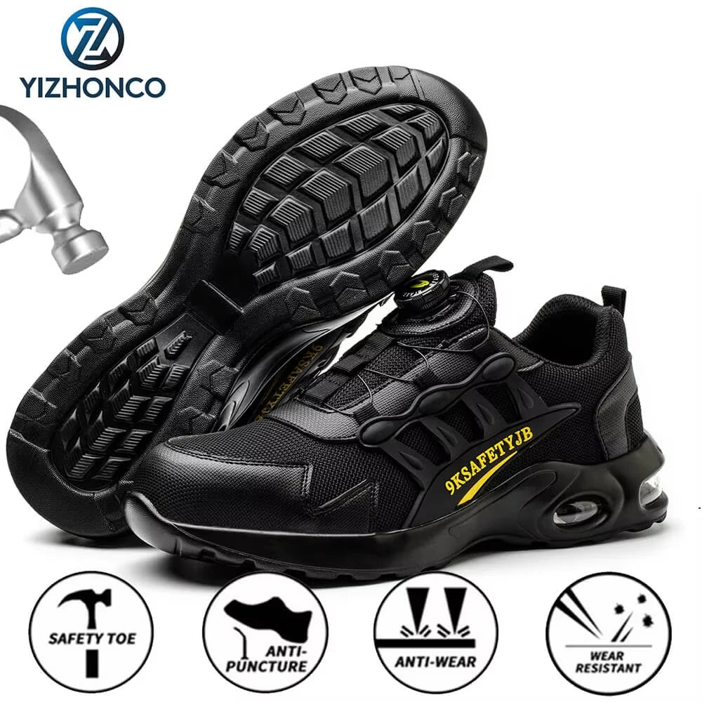 YIZHONCO Autumn Safety Shoes BOA Men Sneakers Steel Toe Cap Shoe Work Shoes Puncture-Proof Work Safety Shoes Boots