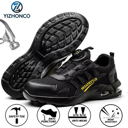 YIZHONCO Autumn Safety Shoes BOA Men Sneakers Steel Toe Cap Shoe Work Shoes Puncture-Proof Work Safety Shoes Boots