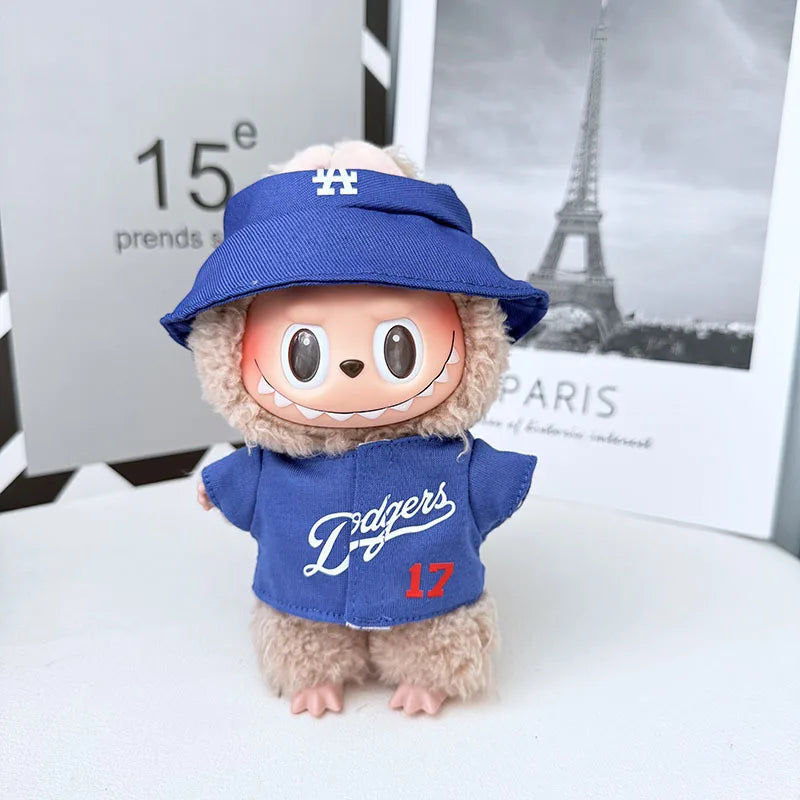 The first, second and third generations of Labubu clothes pendant Labubu sitting baby clothes LA baseball suit trend