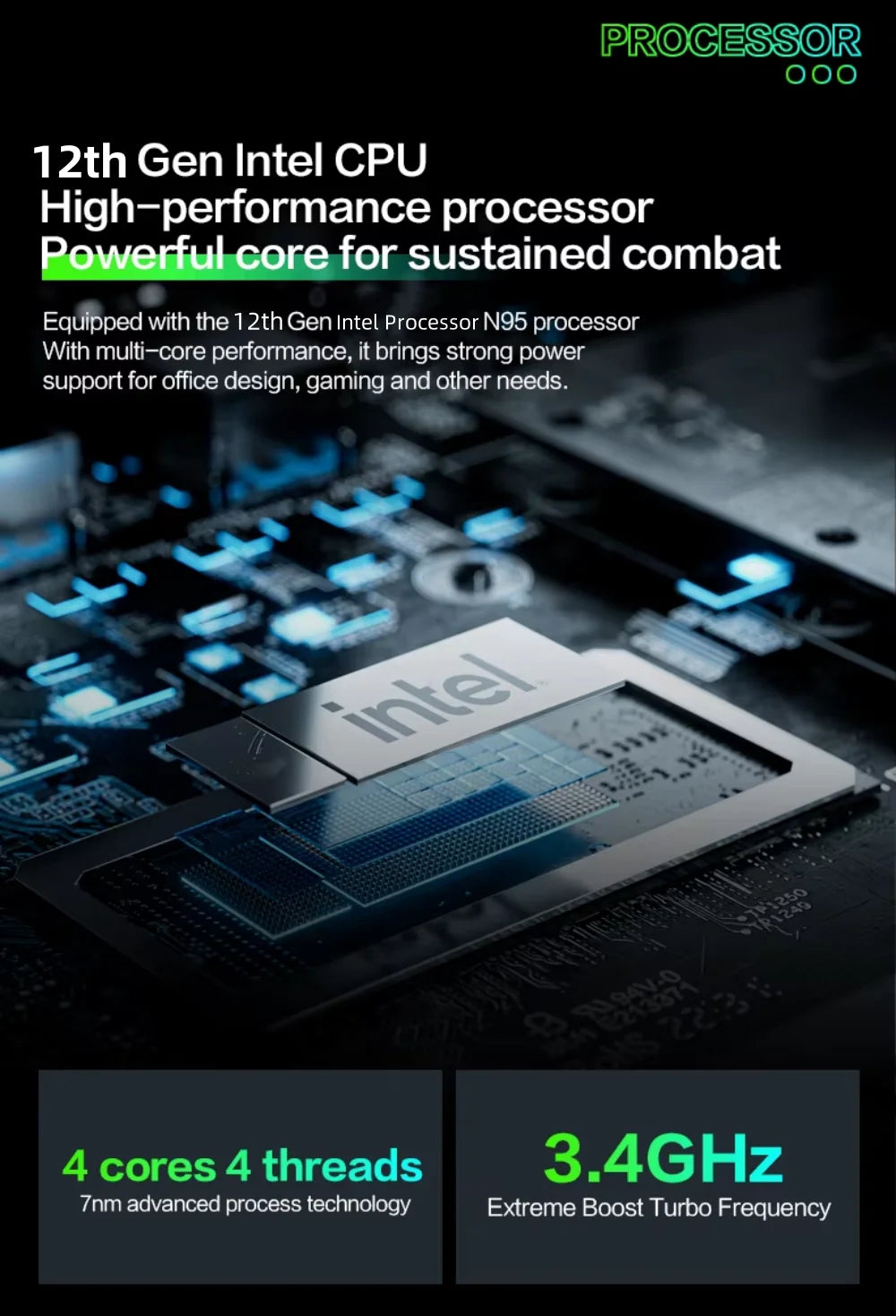 7 Inch Mini Laptop 16G 1TB N95 Notebook IPS Touch Screen Portable Netbook Win 11 Pro Mini PC Micro Computer Bluetooth 4.2