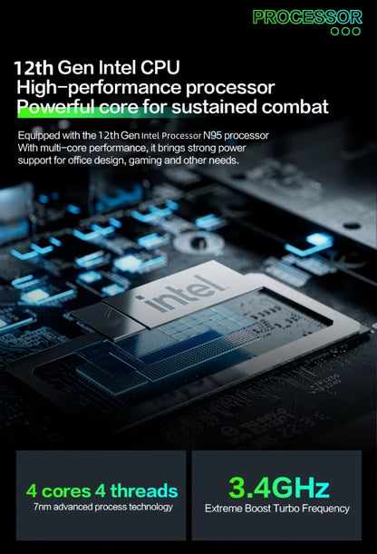 7 Inch Mini Laptop 16G 1TB N95 Notebook IPS Touch Screen Portable Netbook Win 11 Pro Mini PC Micro Computer Bluetooth 4.2