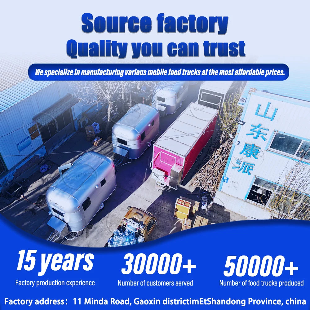 Outdoor Food Trailer with Well-Equipped Interior Space Practical Mobile Kitchen for Catering Events