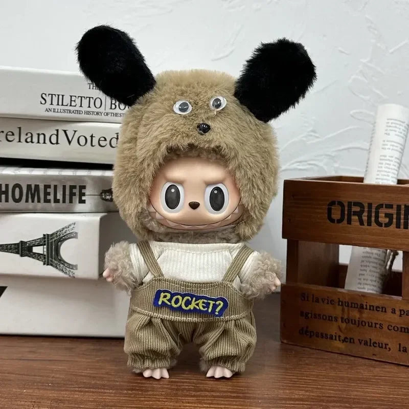 17cm Labubu  Mini Plush Toy Multiple Styles Clothing Set Labubu Outfit Accessories Trendy Play Clothing Labubu Clothes Gift