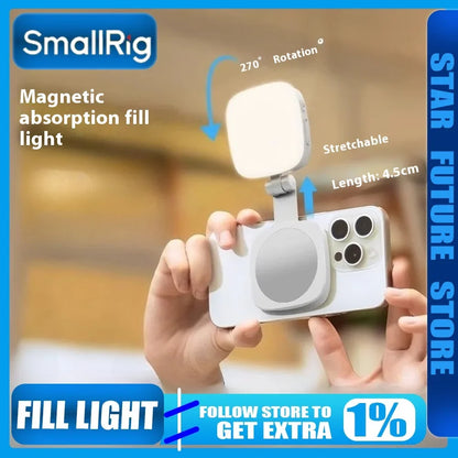 SmallRig Magnetic Phone Light,P48 Bi-Color Dimmable LED Fill-Light Foldable MagSafe Beauty Lamp Soft Panel,for IPhone16/Android