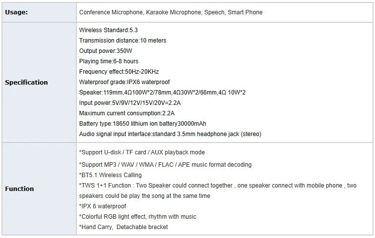 Hopestar speaker A80 alto gravador de áudio portátil de alta qualidade 350W RGB subwoofer home theater USB party computer DC