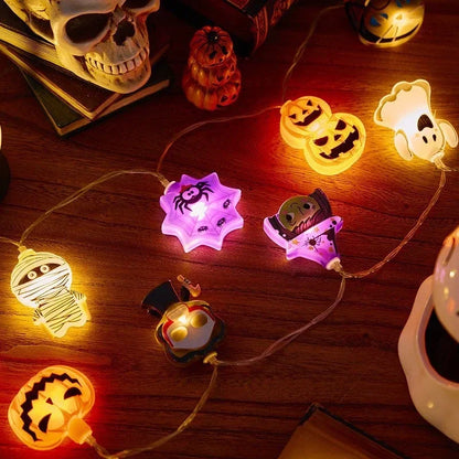 1.5M/3M Halloween Party LED String Lights Pumpkin Ghost Spider Web Hanging Lamp for Home Indoor Outdoor Decoration Props 2024
