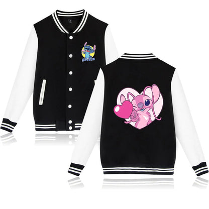 Veste de baseball Lilo Stitchou pour hommes et femmes, style hip-hop, Harajuku, streetwear, pour enfants, garçons et filles, manteaux amples pour l'université