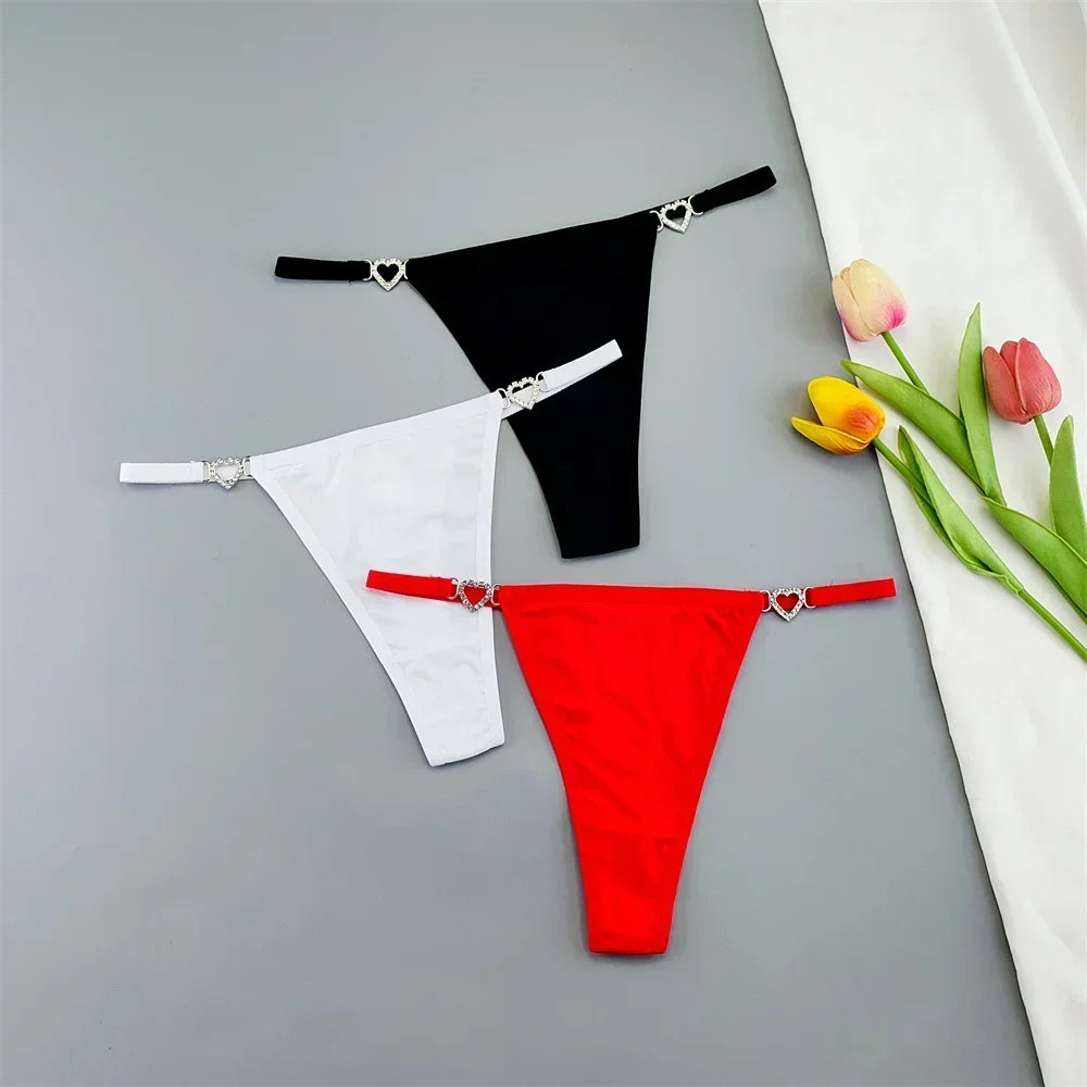 3PCS Rhinestone Strap G-String