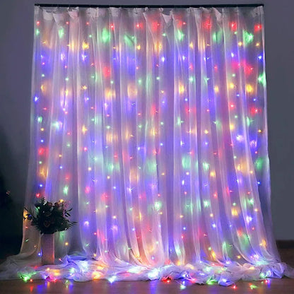Guirxiété de rideau sur la fenêtre avec télécommande, lumières LED, alimentation USB, feston nickel é, décoration de Noël, nouvel an, 6x3m, 3x3m