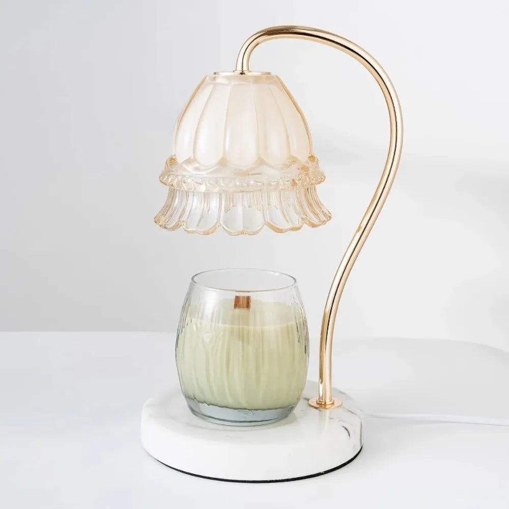 Lampe de bureau à bougie d'aromathérapie avec diffuseur d'arômes en marbre, minuterie d'éclairage à heure fixe, éclairage d'ambiance d'aromathérapie