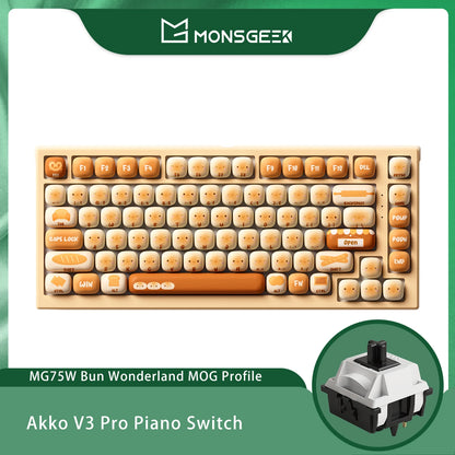 Akko MonsGeek MG75W Bun Wonderland Mechanical Keyboard 75% 83 Keys Hot Swap USB Type-C/2.4G Wireless Dual-mode Gaming Keyboard
