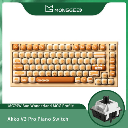 Akko MonsGeek MG75W Bun Wonderland Mechanical Keyboard 75% 83 Keys Hot Swap USB Type-C/2.4G Wireless Dual-mode Gaming Keyboard