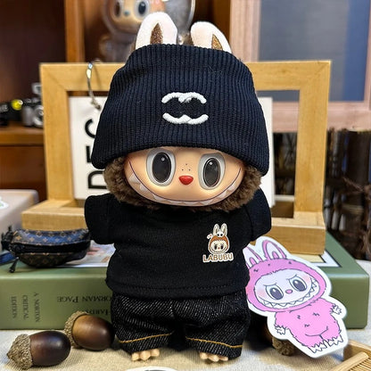 For 15-17cm Labubu Luxury Dress Set Fashion Clothes Pants Hat Outfit  Labubu V1 V2 Doll DIY  Clothing designer Toys Accessories