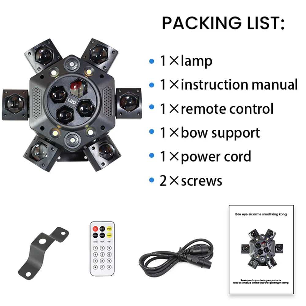 6 Arm LED Moving Head Lights RGBW 150W Lyre Beam Party Lights With Remote Sound DMX Disco DJ Stage Light for Karaoke Nightclub