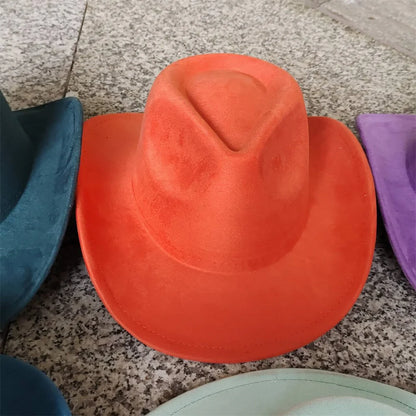 Classic Suede Leather 7.5CM Western Cowboy Women's Fedora Hat Men's Church Jazz Hat Fashion Travel Party Hat Denim Hat 2025