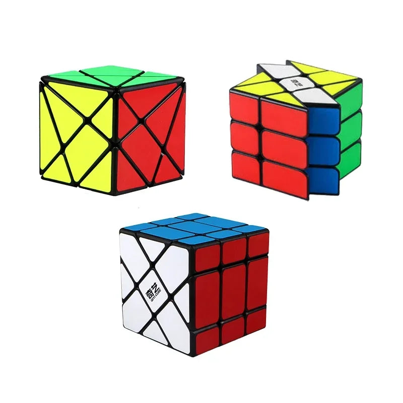 [CubeFun]QiYi Axis Cube Tiled / Fisher Cube Tiled / Windmill Cube Tiled Magic Cube Black Set Speed Cubes Puzzles Toys