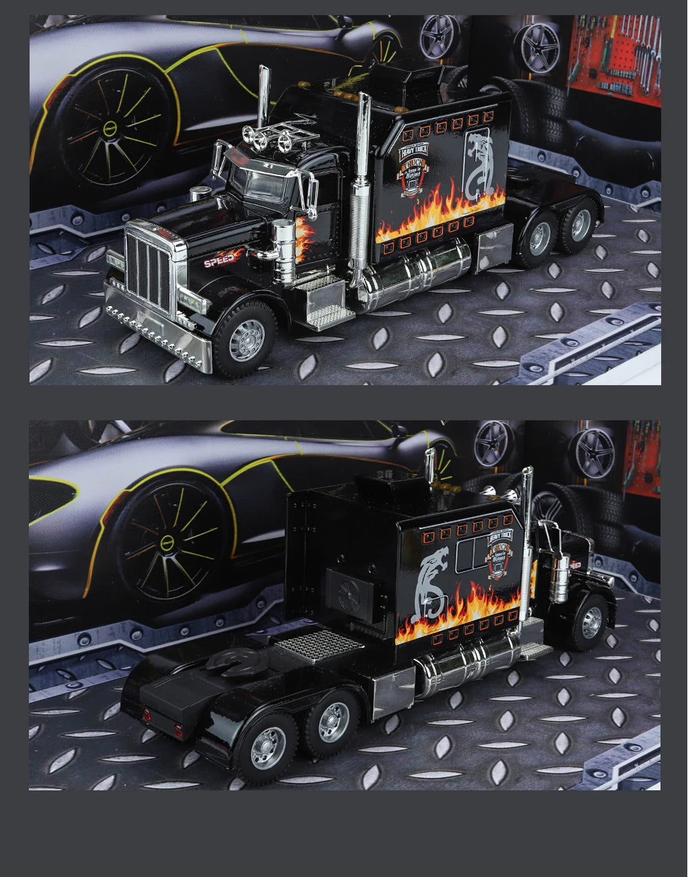 1/24 American Tractor Peterbilt 389 Alloy Simulation Diecast Model Car Collection Christmas Gifts Sound & Light Toys For Kids