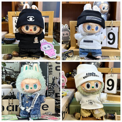 For 15-17cm Labubu Luxury Dress Set Fashion Clothes Pants Hat Outfit  Labubu V1 V2 Doll DIY  Clothing designer Toys Accessories