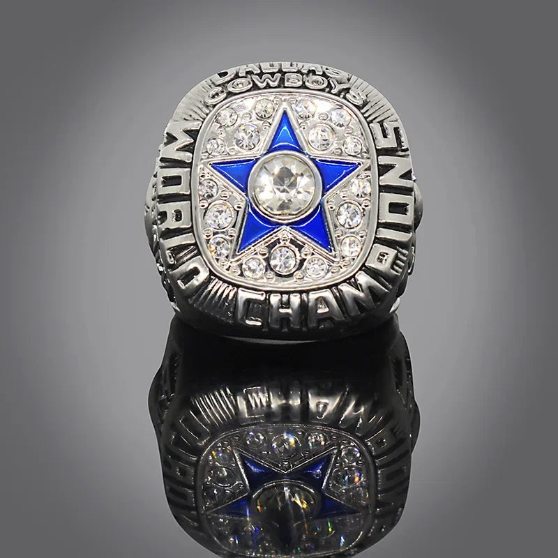 Bague de luxe Dallas Cowboy pour hommes et femmes, style punk, métal, cristal, étoile à cinq branches