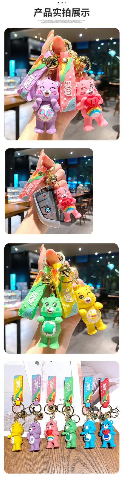 Grumpy Bear Keychain Kawaii Cares Bears Anime Cute Girls Creative Bag Doll Pendant Car Keychains Cartoon Fashion Toy Women Gift