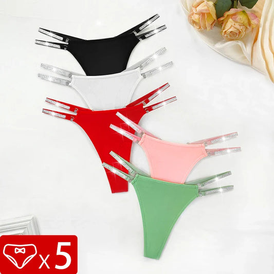 Dazzle Strap G-String Set – 5pcs Sexy Low Waist Thongs