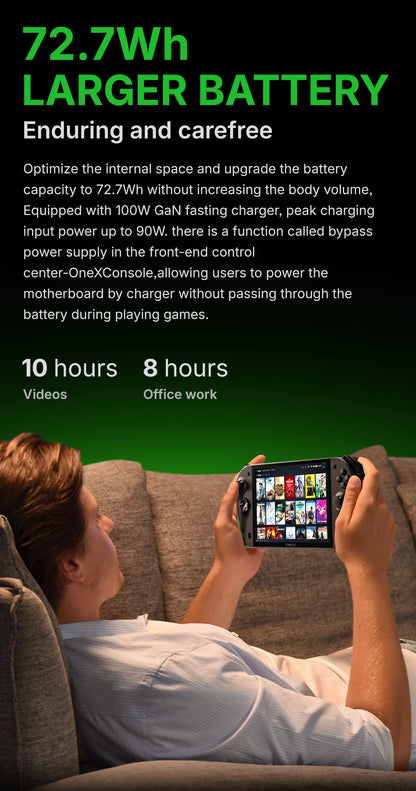 AOKZOE A1X AMD AI 9 HX 370 PC Game Console 8 Inch Native Landscape Screen Windows Handheld Laptops VRR 72.7Wh For Steam 3A Game