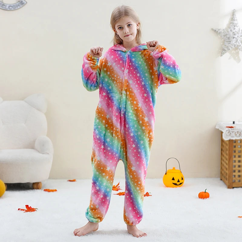 Pyjama en flanelle de carnaval pour enfants, combinaison, combinaison, dessin animé, vêtements d'hiver, Halloween, pour garçons et filles, famille