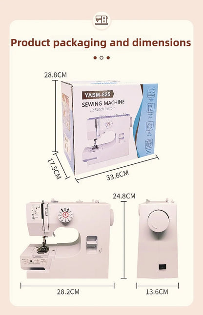 Sewing Machine, 12 Stitches Domestic Sewing Machine, Presser Foot, Overlock Machines, Electric Portable Pedal, Clothes Stitch