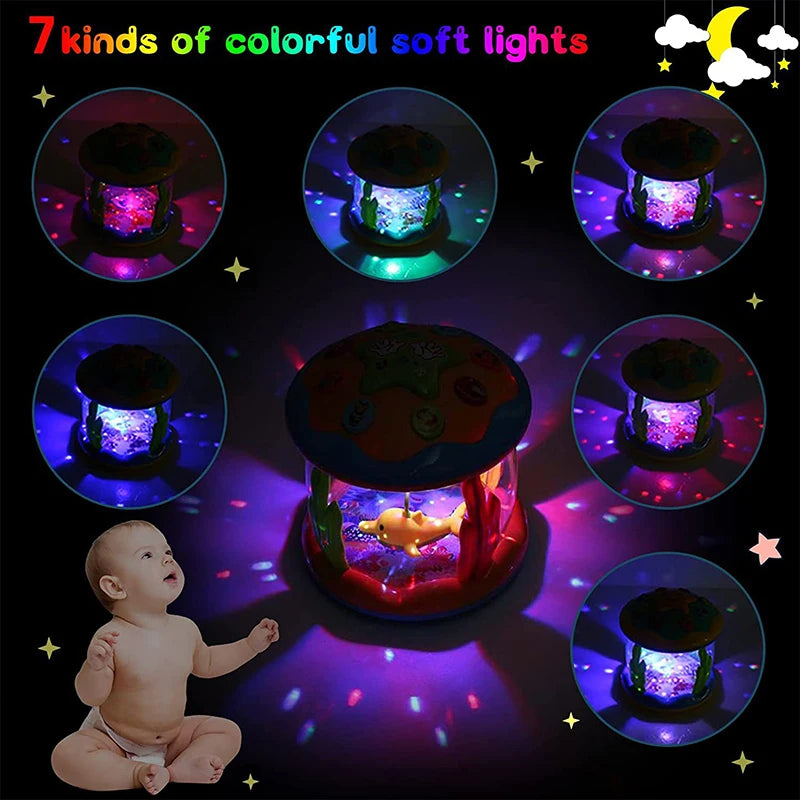 Jouets pour bébés de 1 à 3 ans, projecteur rotatif lumineux océanique, jouets musicaux, jouets sensoriels éducatifs précoces Montessori pour tout-petits, cadeaux