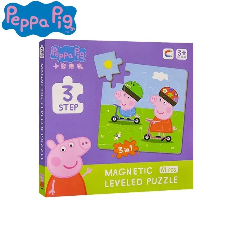 Kawaii Peppa Pig Magnetic Puzzle Children Cute Cartoon Anime Baby Early Education Advanced Magnetic Puzzle Books Toy Girls Gifts