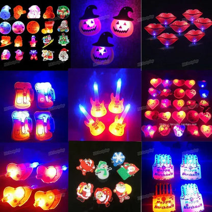 25pcs Party Love LED Flashing Brooch Pin Cartoon Light up Glow Badge Gift Cosplay Navidad Wedding Festival Halloween Christmas