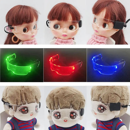 Lunettes LED Punk Labubu Poupée Labubu Lunettes Lumineuses 3 Couleurs Veilleuse Cool Lunettes Technologie Future Mini Édition pour tissu