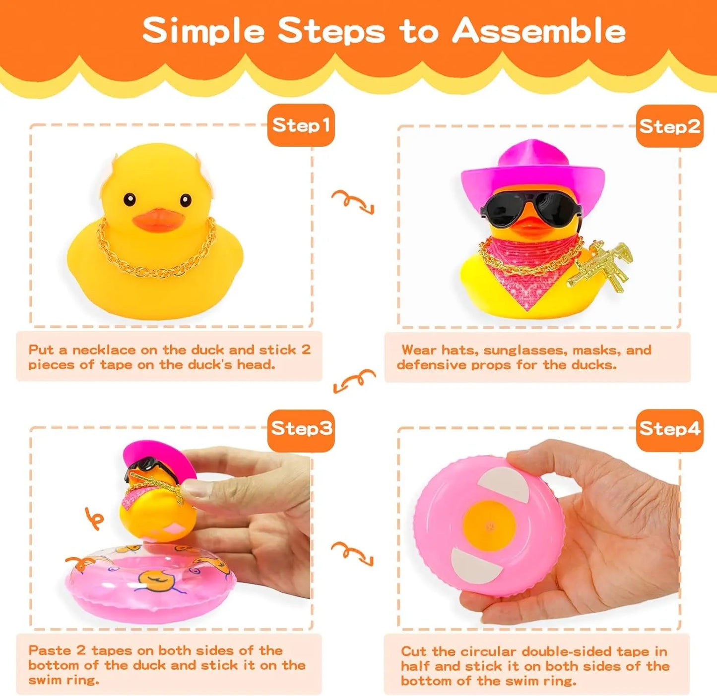 Cowboy Hat Rubber Ducks Toys Office Car Decoration Cute Summer Duck Duckling for Birthday Party Supplies Gifts for Friends Kids