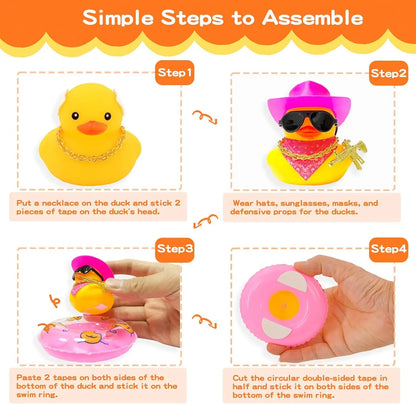 Cowboy Hat Rubber Ducks Toys Office Car Decoration Cute Summer Duck Duckling for Birthday Party Supplies Gifts for Friends Kids