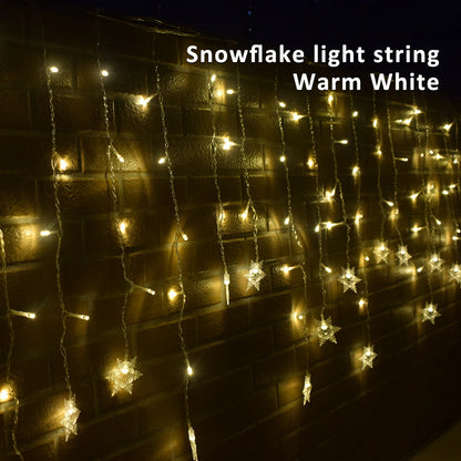 Guirlande lumineuse flocon de neige, 8 Modes, EU 220V US 110V, lumières de noël, décoration de salle, rideaux lumineux Led