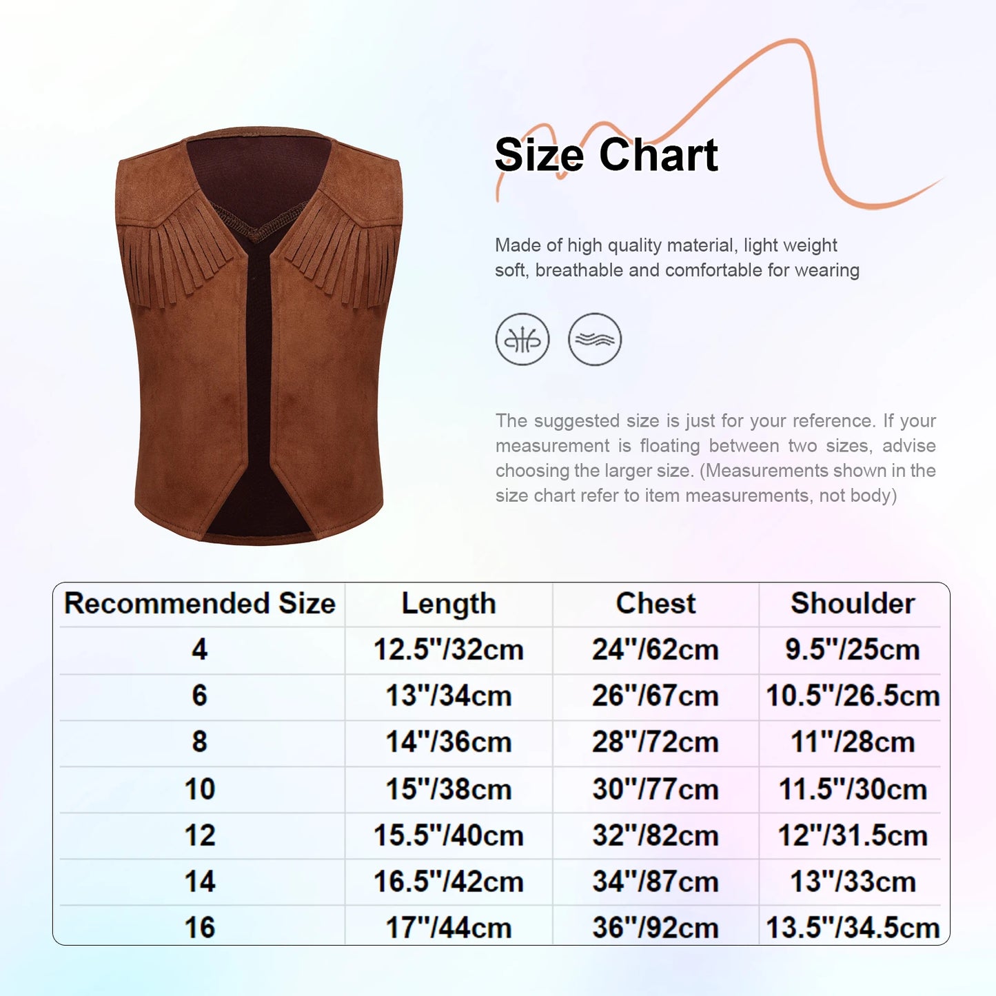 Gilet de cowboy western pour garçon, costume hippie cosplay, ourlet à franges, gilet ouvert sur le devant avec bandana et chapeau en feutre à cordon