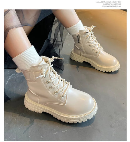 Kids Leather Chelsea Boots Waterproof Non-slip Autumn Winter Plush Warm Snow Boots Children Casual Sneakers Fashion Shoes Girls