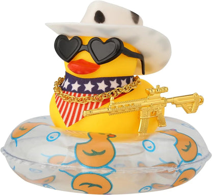 Cowboy Hat Rubber Ducks Toys Office Car Decoration Cute Summer Duck Duckling for Birthday Party Supplies Gifts for Friends Kids