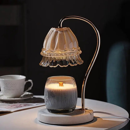Lampe de bureau à bougie d'aromathérapie avec diffuseur d'arômes en marbre, minuterie d'éclairage à heure fixe, éclairage d'ambiance d'aromathérapie