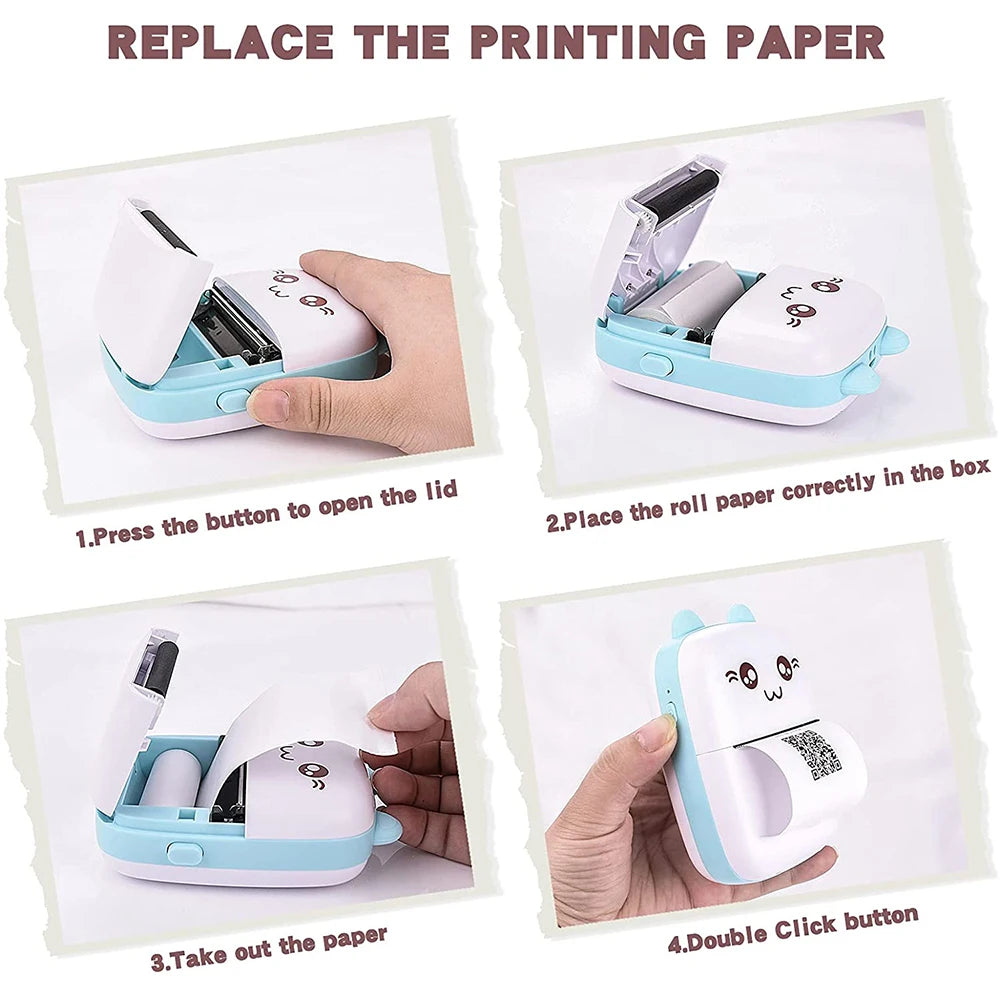 Mini Photo Pocket Printer Portable Ink-free Thermal 57mm Sticker Trans Paper Wireless BT 200dpi Android IOS Printing Machine