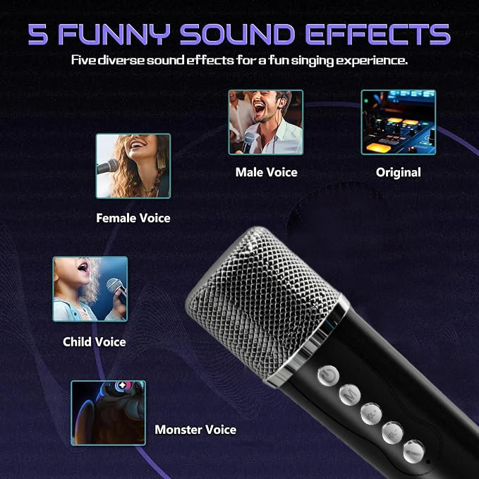 #LED Powerful Wireless Portable Dual Microphones Bluetooth 5.3 Speaker Hifi Stereo Family Party Karaoke Subwoofer Boombox gifts