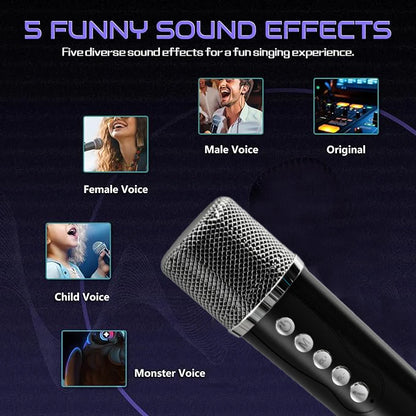 #LED Powerful Wireless Portable Dual Microphones Bluetooth 5.3 Speaker Hifi Stereo Family Party Karaoke Subwoofer Boombox gifts