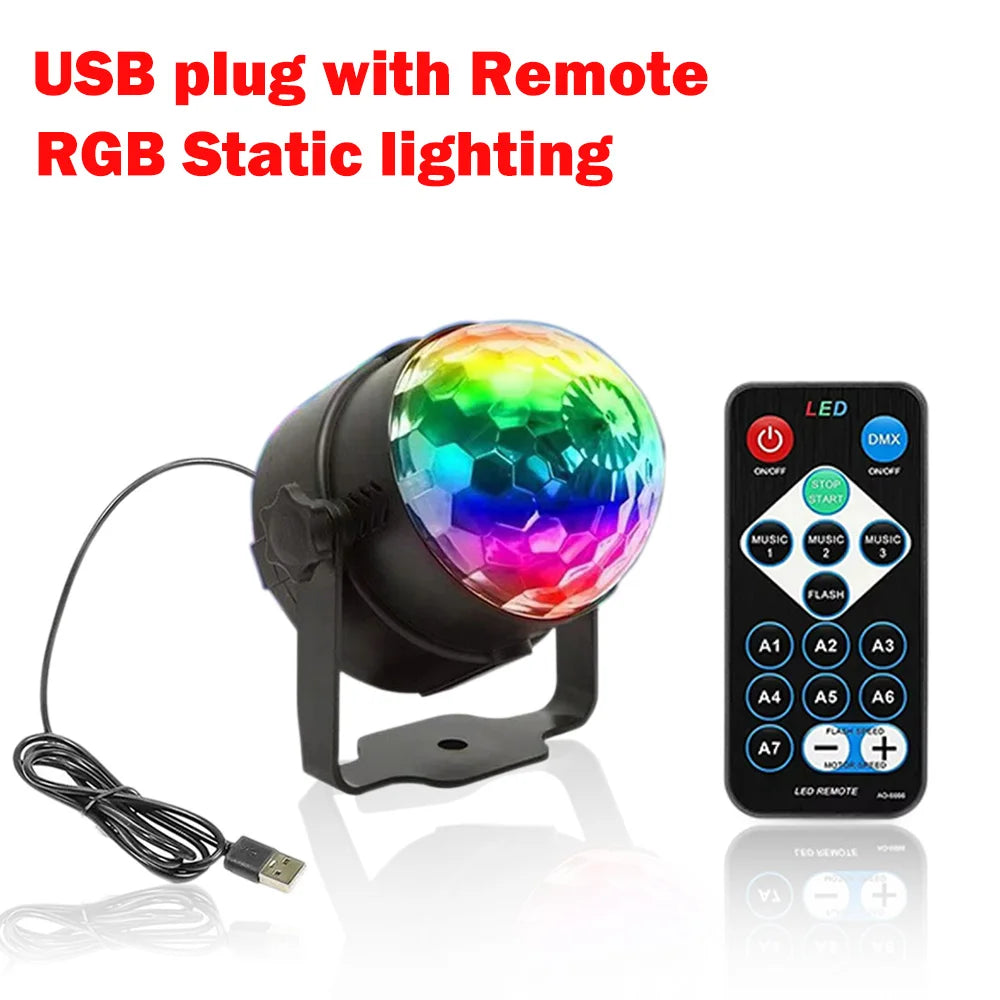 RGB LED Stage Disco Light Rotating DJ Ball Strobe Remote Sound Control Dj lights Karaoke Wedding Party Bar Club Laser Show Lamp