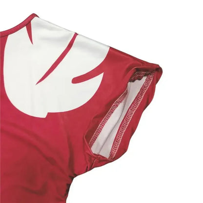 2025 Halloween Costume de Cosplay Lilo  pour filles, robe d'été hawaïenne à motif de feuilles de dessin animé, rouge