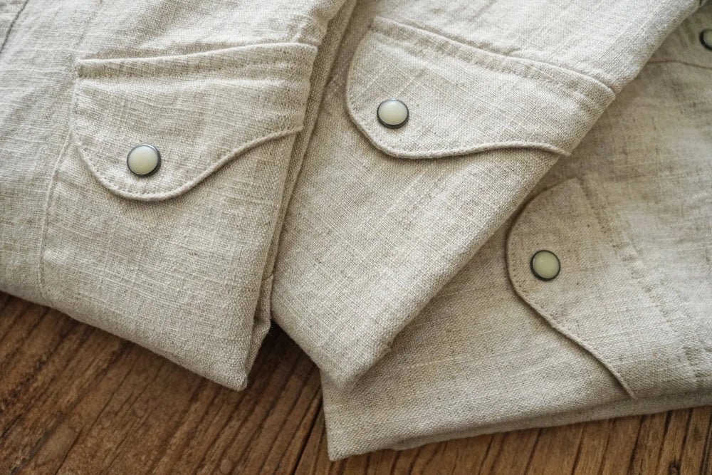 Western Sle Linen irt Men's Casual Long Sve Pure Color Loose Fit Classic Collar Button down Trendy Khaki irt